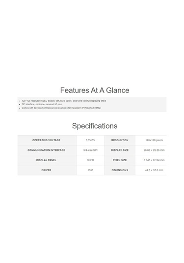1.5inch Rgb Oled Ekran Modülü 128 128 Piksel, 65k Rgb Ekran Renkleri, Spı Arayüzü