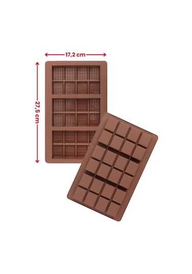 Dubai Çikolatası Kalıbı Silikon Çikolata Kalıbı Büyük Boy 1 Adet 27x17 Cm Kahverengi