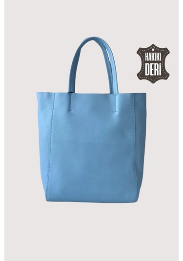 Hakiki Deri Kadın El Çantası Mavi Smr8751 Mavi