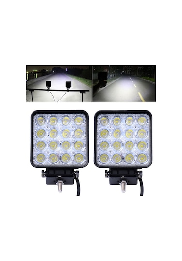 Off Road Sis Farı - Lambası 16 Led Kare Çalışma Lambası (2 Adet)