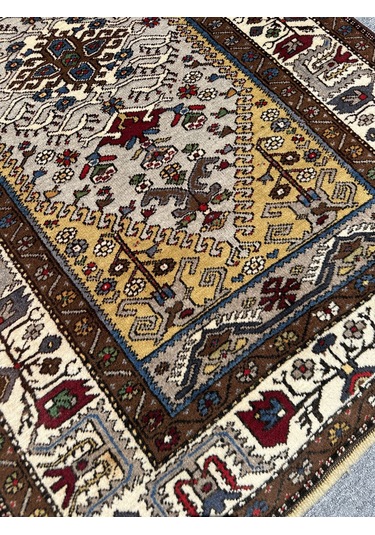 El Dokuma Sıfır Yahyalı Halısı 120x190 Kahve Krem Kök Boya Halı Kahverengi - Krem