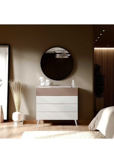 Milano 4 Çekmeceli Şifonyer - Vizon/zebra 103x101x44 Cm