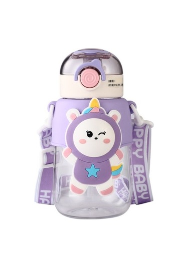 Yüksek Görünümlü Çocuk Uzay Kapsülü Büyük Kapasiteli Su Bardağı Çocukların Yaratıcı Pipetli Bardağı 74yck1 Mor