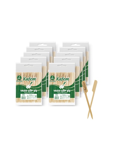 Kafem Yassı Çöp Şiş - Sunum Kürdanı 9 CM 50 Li x 10 Paket