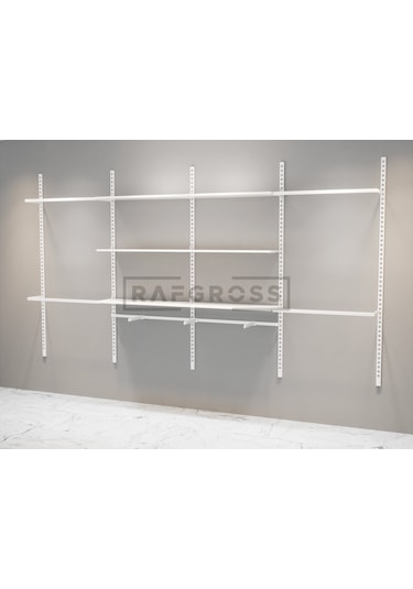 Mağaza Raf Sistemi, Askılık Sistemi, Butik, Mağaza Stand-245x200. Beyaz