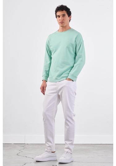 Dufy Mint Yeşili Bisiklet Yaka Regular Fit Erkek Sweatshirt Mint Yeşili