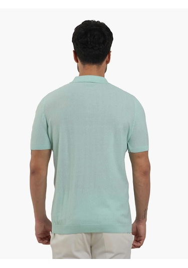 Dufy Su Yeşili Erkek Slim Fit Balıksırtı Desenli Polo Yaka Kazak - 104556-su Yeşili Su Yeşili