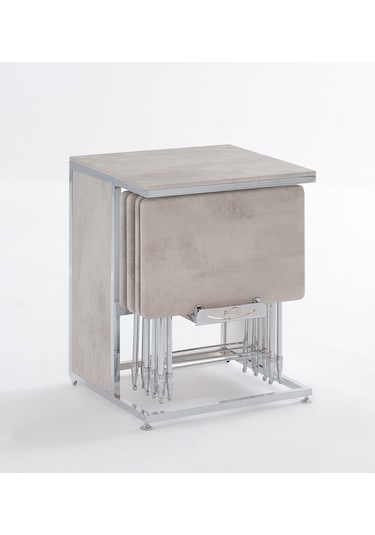 Dresuarlı Açık Bej Servis Sehpası