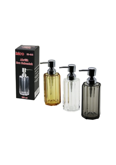 Uzun Sekizgen Şeffaf - Renkli Akrilik - Mika Kristal Sıvı Sabunluk 200ml Çok Renkli