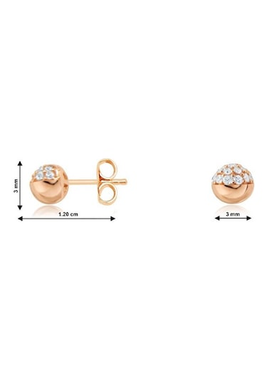 Tektaş - Pembe Altın 14 Ayar Top Küpe Çocuk