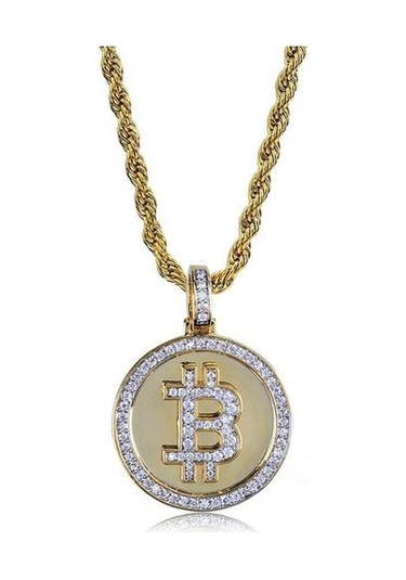 Mikro Açacağı Zirkon Bitcoin Kolye İlk B Mektup Charm Kolye Hip Hop Takı Hediye Kolye Kolyeler Altın - Beyaz