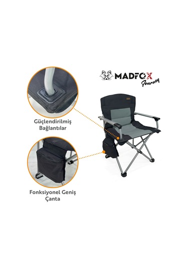 Madfox Journey Katlanır Kamp Sandalyesi Siyah/gri Çok Renkli