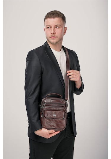 Ççs 31622 Hakiki Deri Askılı Çanta Kahve