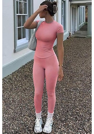 Madmext Pembe Yüksek Bel Kadın Tayt Mg2230 Pembe