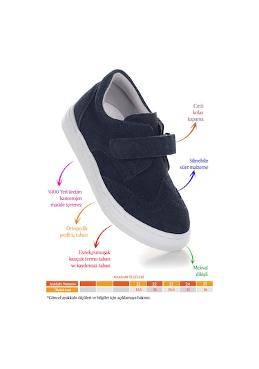 Kiko Kids Richie Cırtlı İlk Adım Günlük Erkek Bebek Casual Ayakkabı Lacivert Lacivert