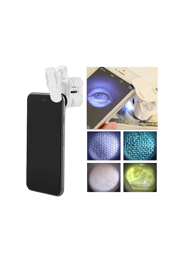 Hpy Pazar 60x Led Işıklı Telefon Dijital Mikroskobu Evrensel Klipsli Lens