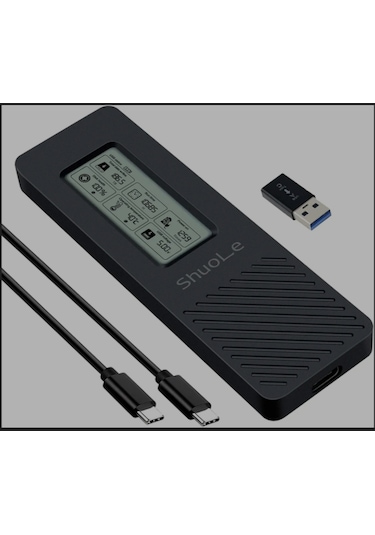M.2 Ssd Muhafaza Adaptörü Akıllı Lcd Ekranlı, Usb 3.2 Gen 2 Type-c