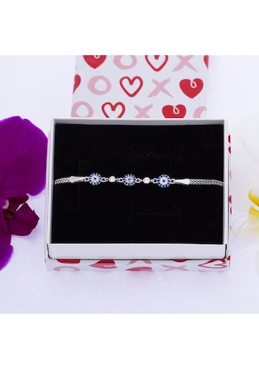 Nagiss Nazar Boncuğu Model Zirkon Taşlı 925 Ayar Gümüş Kadın Bileklik