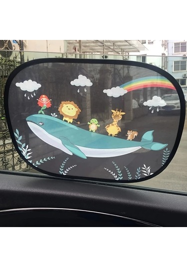 Hightower 2 Adet Deniz Kaplumbağalı Araç Güneşlik Perdesi Upf50+ Uv Koruma Şeffaf Statik