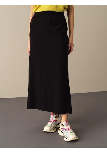 Siyah Regular Fit Triko Uzun Etek 850893 Siyah