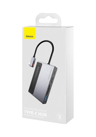Baseus Magic Çok Fonksiyonlu Klipsli Type-C Hub 6In1 (Usb3.0+Sd+-Gri