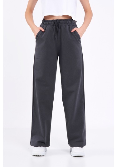 Siyah-lacivert-antrasit-gri Mevsimlik Salaş Geniş Rahat Paça Yandan Cepli Kadın 4'lü Eşofman Altı Cmreb67-4 001