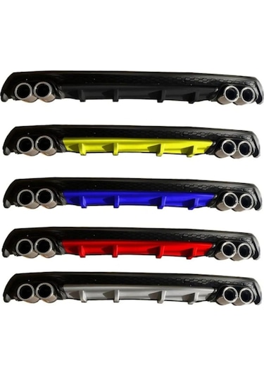 Peugeot 307 Uyumlu Yuvarlak Egzozlu Mavi Difüzör Difizör Çiftli Egzoz Görünüm Arka Ek