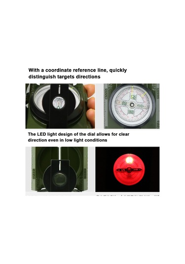 Yaozixa Yeşil Metal+abs Topografik Pusula, Işıklandırmalı, Doğru Navigasyon, Manzaralı Teleskop, Ölçüm Cetveli İle Outdoora Uygun