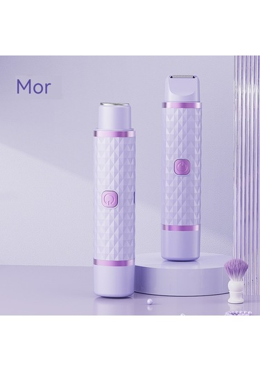 Epilatör Bayan Çift Başlı Tıraş Cihazı Özel Kasık Kılı Düzeltici Elektrikli Kazıyıcı Erkek Ve Kadın Epilasyon Aleti Çift Uçlu Mor Eşkenar Dörtgen İngilizce