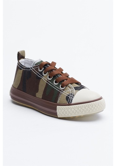 Rahat Kalıp Işıklı Bağcıklı Çocuk Unisex Haki Kamuflaj Spor Ayakkabı Tb998-3 Haki Kamuflaj