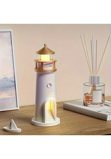 Willowhaven 1pc Moonlight Deniz Feneri Projeksiyon Lambası Gece Işığı Hareket Sensörlü Yatak Başı Lambası