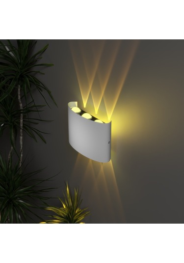 Uranüs Amber Işık Ledli Dekoratif Işık Süzmeli Iç Dış Mekan Bahçe Balkon Teras Salon Aplik Beyaz