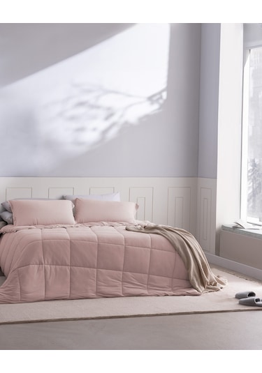 Madame Coco İlus Bambu Tek Kişilik Comforter Set - Pudra Pudra