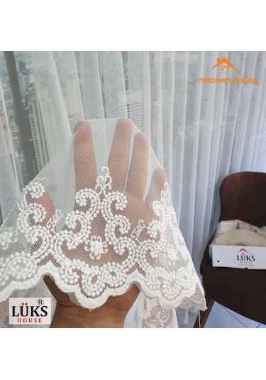 Lüks Grek Etek Işlemli Tül Perde 1 Yüksek Kaliteli- Modern House