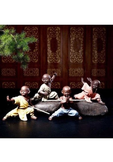 Novahub Küçük Keşiş Heykeli Seramik Buda Heykelcik, Ofis Çay Pet Mor Kil Heykel, Ev Çayevi Dekorasyon, El Sanatları Hediye B