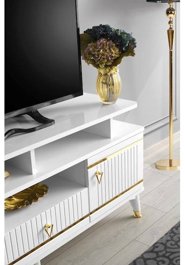 130 CM KORDON RAFLI MDF MEBRAN KAPAK TV SEHPASI