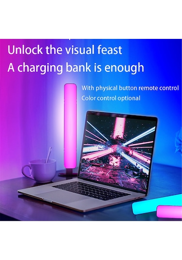 2 Adet Rgb Led Işık Çubuğu, Renkli Çok Renkli Yatay/dikey Led Şerit Işıkları Çok Pozisyonlu Taban İle, Müzik Ritmi Ortam Lambası, Ir Kontrol Usb Işık, Ev Dekoru Oturma Odası, Duvar Dekoru Siyah