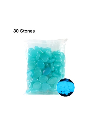 Vkemall 30 Adet Mavi Parlak Akvaryum Taşı - Çiçeklik Bahçe Dekorasyonu Işıklı Su Altı Taşları Stil 6