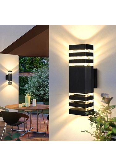Liangmei Led Dış Duvar Işıkları E27 Yukarı Aşağı Dış Duvar Aplik Ahşap