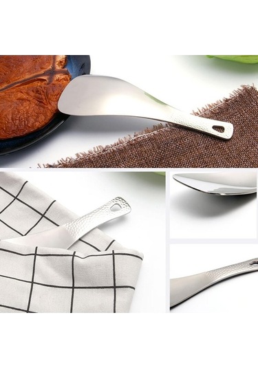 Pazly Titanyum Pirinç Kaşığı & Spatula, Kamp Çantası İçin, Ultralight, Çevre Dostu, Gümüş Renk Gümüş