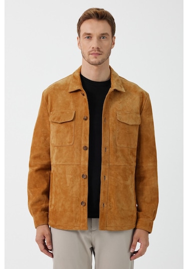 Fiorenzo Taba Nubuk Deri Gömlek Taba