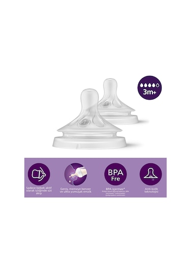 Philips Avent Natural Response 2'li Biberon Emziği 4 Numara 3+ Ay