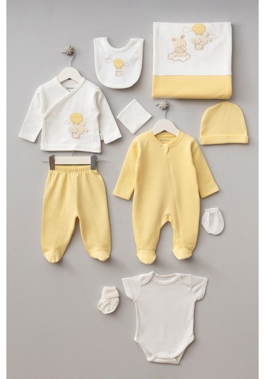 Bebitof 10parça Balonlu Tavşan Desenli Hastane Çıkışı Sarı