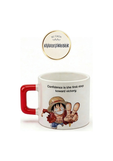 One Piece Luffy Baskılı Seramik Hediye Kupa Bardak Anime Çok Renkli