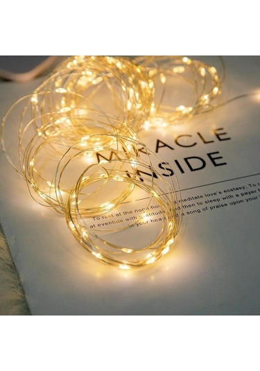 Sarı 2 Adet Peri Işık Yeni Yıl Led Noel Işık Su Geçirmez Bakır Tel Dize Işık Düğün Çelenk Parti İçin 1m 2m 3m 5m Perde Işık 1m Sarı