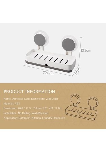Xiyyadms Banyo Mutfak Sabun Shampoo Konseptörü - İki Katlı Su Tükenen Tasarım - Deliksiz Özel Yapışkan Montaj - 3kg Yük Taşıma Kabiliyeti Beyaz