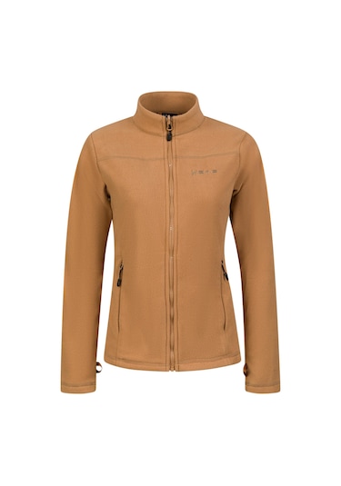 2As Cara Kadın Tam Fermuarlı İnce Polar Sweatshirt Camel