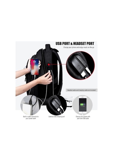 Createtech Yan Çanta Bilgisayar Omuz Askılı Seyahat Çantası 18-49 İnç Usb Bölmeli Çok renkli