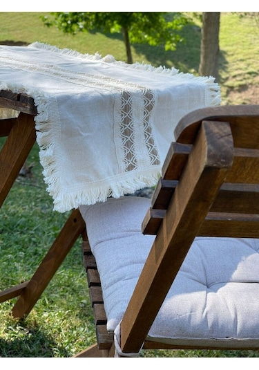Dnc Home Tekstil Ndchome Püsküllü Ara Dantelli Runner 40 X 80 Tekli Krem
