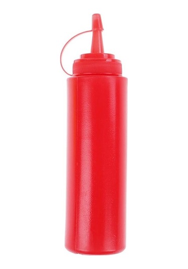 Kırmızı Mutfak Plastik Salata Sıkma Şişesi 8 Oz Sos Sirke Yağı Ketçap Aracı İçin